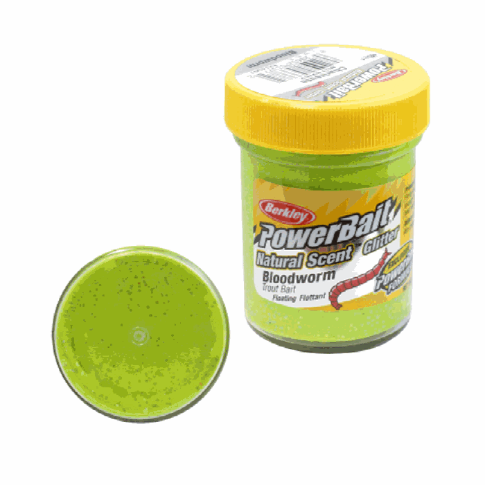 Berkley PowerBait Glitter Blood worm - Chartreuse