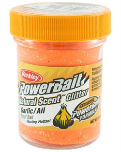 Berkley PowerBait Glitter Natural Garlic - Fluo Orange