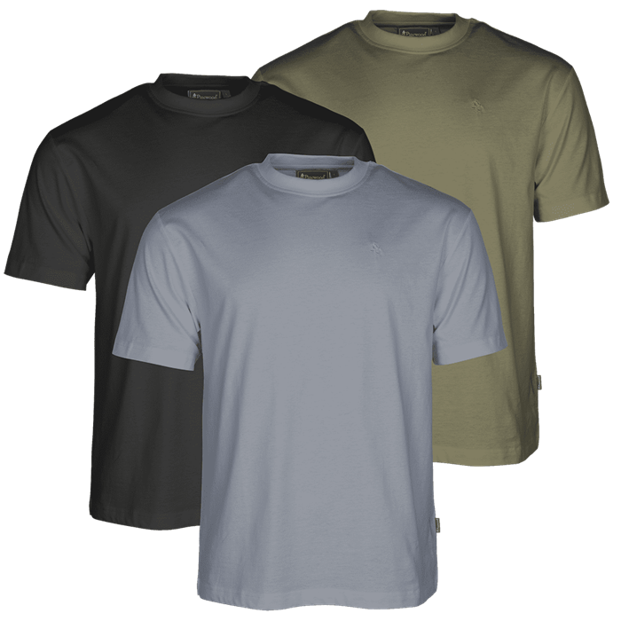Pinewood 3-pack T-SHIRT - A.Blue+ Mossgreen + Black