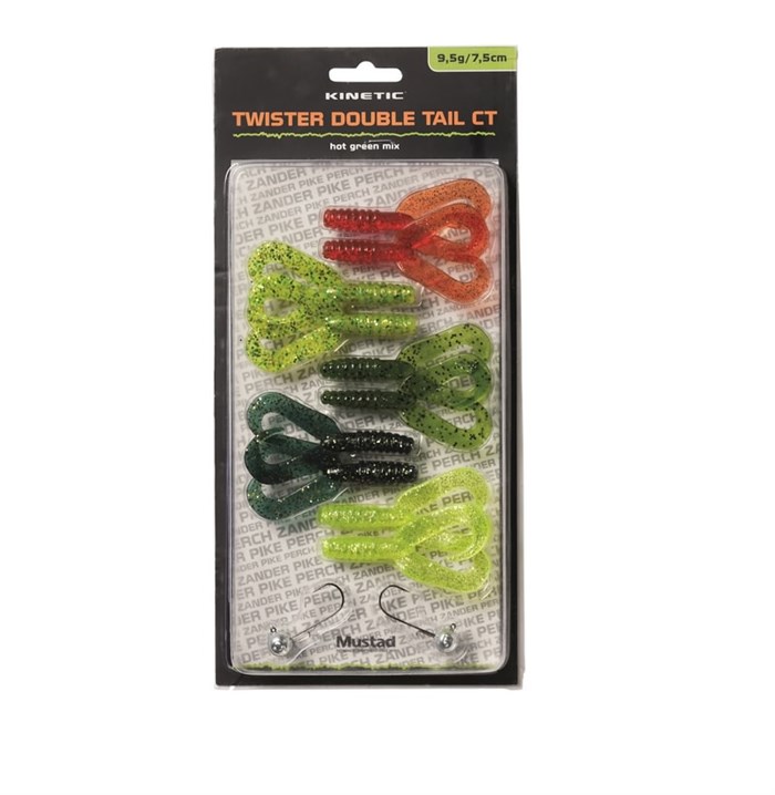 Kinetic Twister Dbl Tail CT 7,5 cm/9,5 g - Hot Green Mix