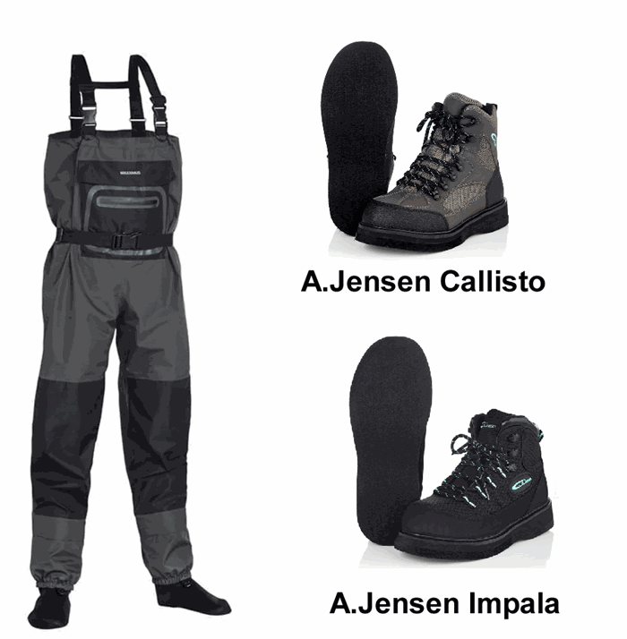 Åndbart waderssæt: Maxximus åndbare waders & A.jensen vadesko