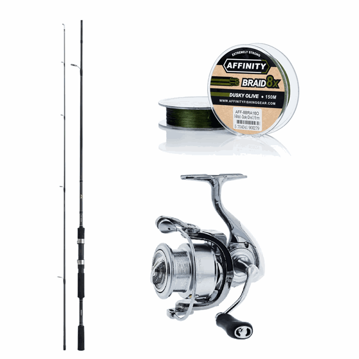 Spinnesæt: Shimano FX 9,0 fod 10/30 gr + Stardust 3000 + fletline