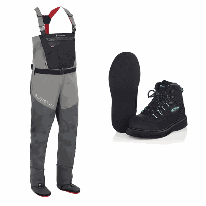 Westin W8 Stockingfoot Waders Dark Shadow + A.Jensen Impala vadesko med filt